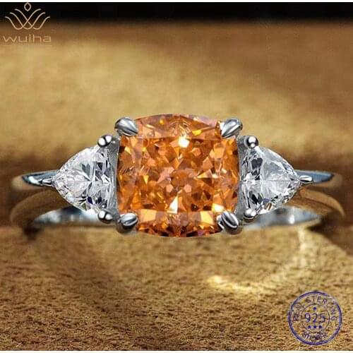 WUIHA Trendy 100% 925 Sterling Silver Natural Pink Sapphire Emerald Gemstone Wedding Engagement Cocktail Rings New Fine Jewelry