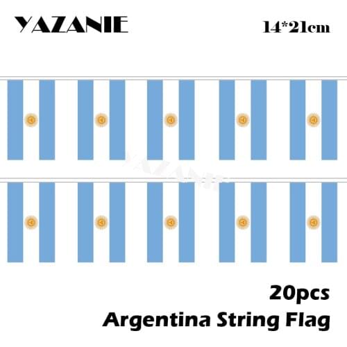 YAZANIE 14*21cm 20PCS Argentina Color String Flag Small Custom Made Double Side Football Flag Outdoor Cotton Flags and Banner