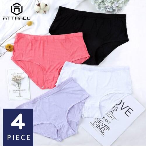 ATTRACO Womens Panties Hipster Underwear 4 Packs Cotton Soft Stretch Ladies Cotton Crotch Cueca Calcinha Breathable Hot Sale