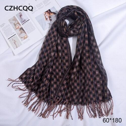 Winter Cashmere Scarf Women Plaid Shawls Female Scarves Wide Lattices Long Wrap Blanket Tippet Classic Women Scaves For Ladies