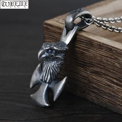 100% 925 Silver Eagle Pendant Necklace Real Silver Eagle Cross Pendant Man Pendant Necklace PUNK Jewelry