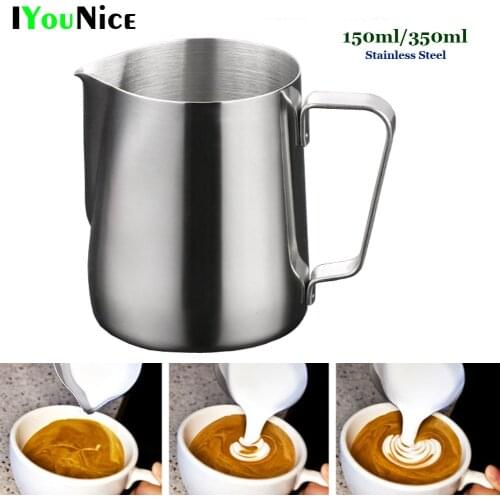 150ML/350ML Stainless Steel Milk Pitcher Suitable for Coffee, Latte & Frothing Milk Coffee Pitcher Pull Flower