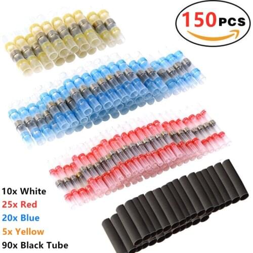 150PCS Waterproof Seal Heat Shrink Soldering Sleeve Terminals Shrinking Tube Insulated Electrical Wire Butt Connectors Kit
