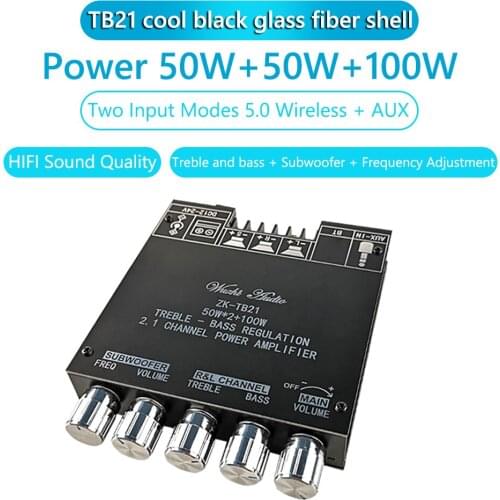 2x50W+100W 2.1 Channel HiFi Subwoofer Digital Power Amplifier Board with Filter AUX Audio Stereo Bluetooth-compatible 5.0
