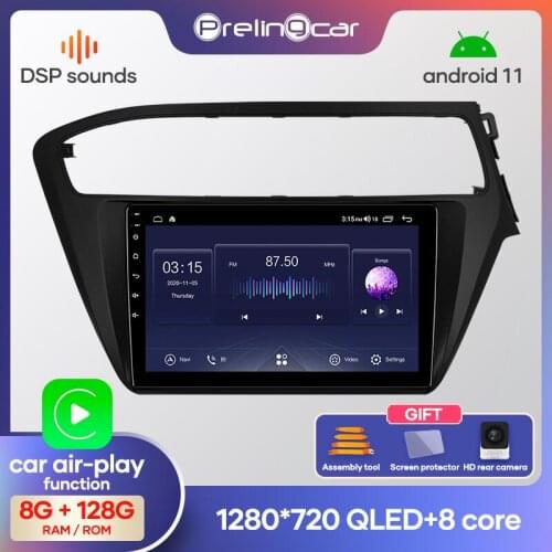 Prelingcar Android 10.0 DSP NO 2 din DVD Octa-Core Car Radio Multimedia Video Player GPS Navigation For Hyundai I20 2018 2019