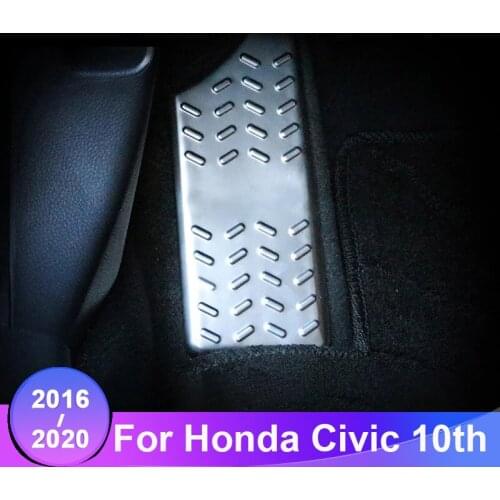Car Stainless Steel Foot Rest Pedal Pad Cover No Drilling Interior Protection For Honda Civic 10th 2016 2017 2018 2019 2020