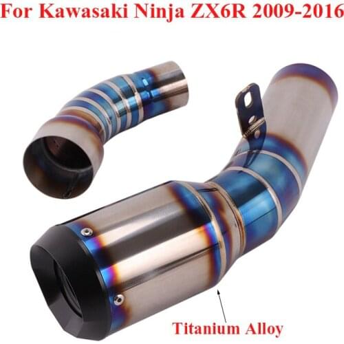 For Kawasaki Ninja ZX-6R ZX636 2009-2016 Motorcycle Slip on Exhaust Tip Silencer Titanium Alloy Muffler Tail Tip Pipe