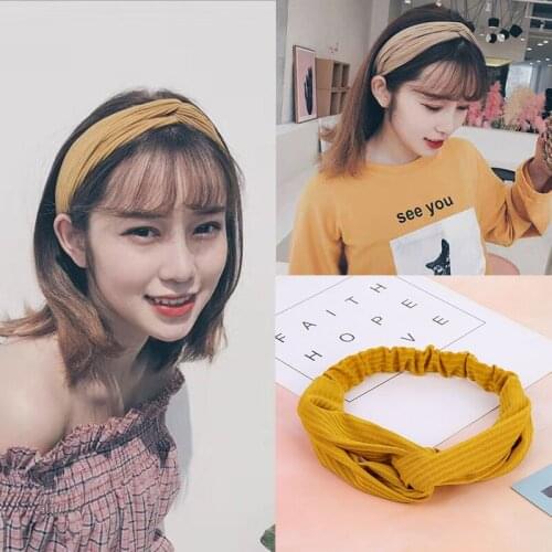 EN New Elastic Black Yellow Hairband for Women Girls Fashion Headwear Knot Elastic Hair Bands Hairband Hair Accessories