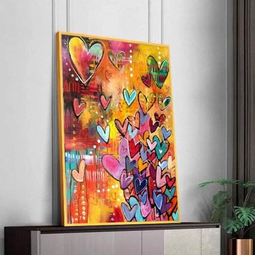 Colorful and Beautiful Love Hearts Posters and Prints Canvas Paintings Wall Art Pictures for Living Room Decor No Frame