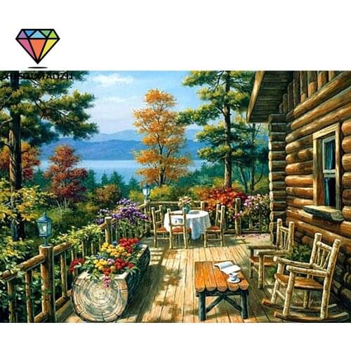 XUEQIXIAOZU Full Square/Round Wooden House Diamond Drawing Diamond Embroidery 5D Diy Diamond Setting Home Decoration Gifts New