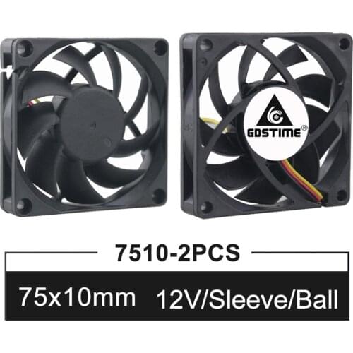 Gdstime 2pcs 12V 3-PIN CPU Cooler 70mm Fan PC Computer Heatsink 70mm*70mm*15mm Brushless Cooling Fan Sleeve Ball bearing 7015