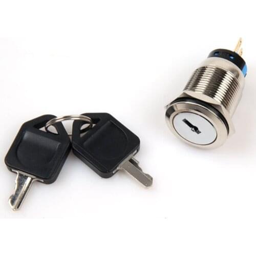 19mm Key Metal push button switch Waterproof brass 3 position Push Button Switch 2NO 2NC Button press button 6pins with keys