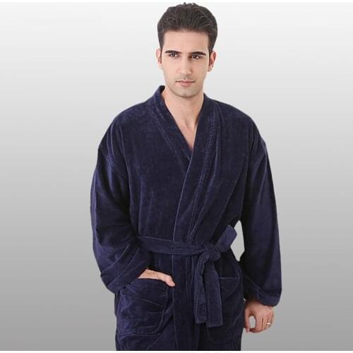 Plus Size XXXL Mens Bathrobe none collar bathrobe man very big plus size terry cotton no collor bathrobe