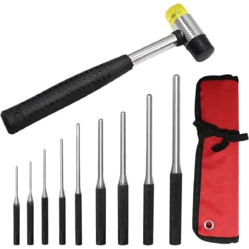 Roll Pin Punch Set with Storage Pouch, 10Pcs Steel Removal Tool Kit with Carrying Bag for Jewelers, Watch Repairers Work Retail