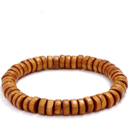 Natural Wood Beads Bracelet Men Classic Elastic Buddhist Prayer Buddha Bracelet Hommes Bileklik Bijoux