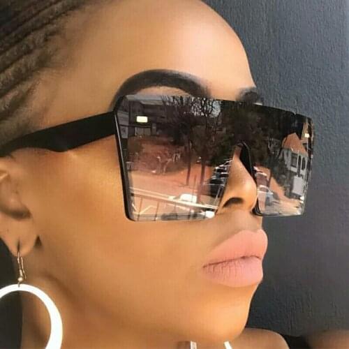 New Fashion Oversized Square Sunglasses Retro Gradient Big Frame Sun Glasses For Women One Piece Gafas Shade Mirror Clear Lens