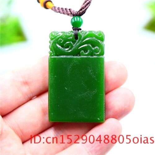 Green Jade Dragon Pendant Necklace Women Natural Carved Gifts Fashion Men Amulet Chinese for Jadeite Charm Jewelry