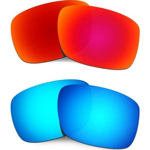 HKUCO For Drop Point Sunglasses Polarized Replacement Lenses - Red&Blue 2 Pairs