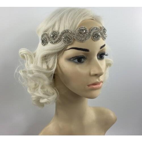 Charm Silver Crystal Headband 1920s Gatsby Wedding Party Prom Headband Waist Band Hair Accessory for Ascot Race Cosplay Costume