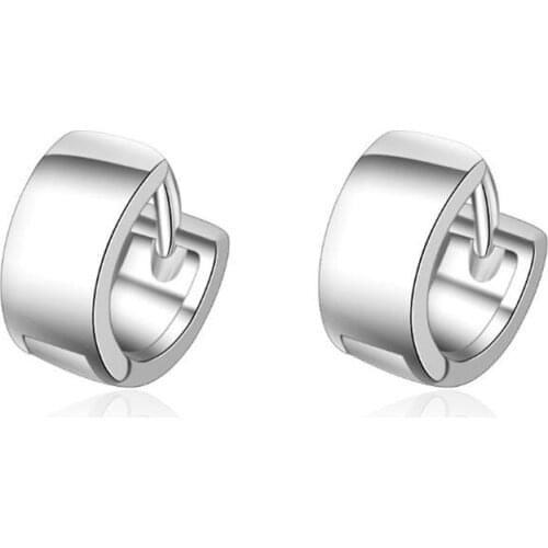 Simple Fashion Couple 925 Sterling Silver Jewelry Not Allergic Round Two Colors Round Geometric Small Earrings SE614