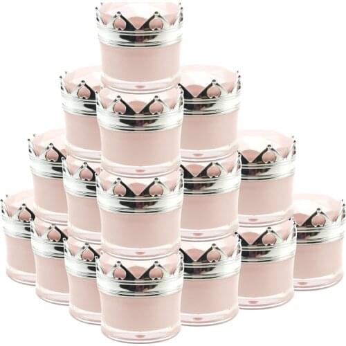 15pcs Empty 5g/10g/15g Acrylic Crown Jar Cosmetics Packaging Jars Pot Makeup Eye Cream Eyeshadow Nail Powder Packing Box