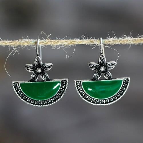 Fashion Flower Earrings 2019 Elegant Semicircle Flower Cute Silver Color Earring for Women Retro Bohemia Boucle D'oreille O3D303