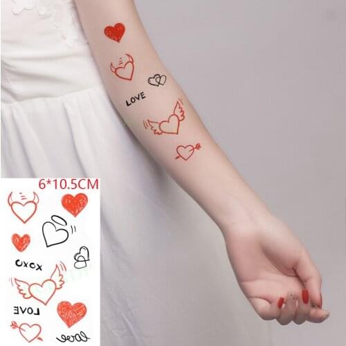 Waterproof Temporary Tattoo Sticker English Letter Love Heart Wings Cute Sexy Body Art Flash Tattoo Fake Tattoo for Women Men