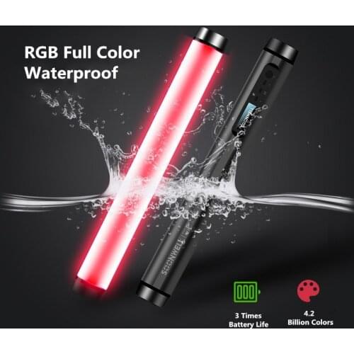 Waterproof LED RGB Photography Lighting Stick Rechargeable Built-in 7650mAh Battery Handheld Colorful Tube Lamp For Photo Studio