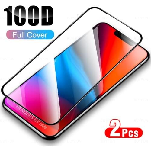 2Pcs Full Cover Tempered Glass For iPhone 13 Pro Max Phone Screen Protector Glas Film For APPLE i Phone 12 XS SE XR X 8 7 6 Mini