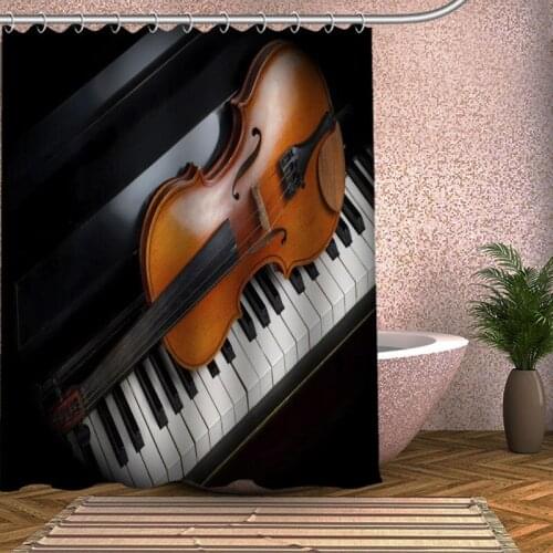 Violin Shower Curtain Eco-friendly Modern Fabric polyester Custom Bath Curtains Home Decor Curtains