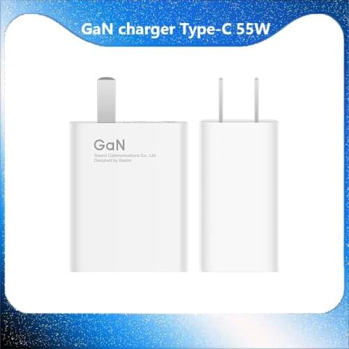 Xiaomi Gallium Nitride GaN Charger Type-C 55W Portable Fast Charger Support AC100-240V, 5V=3A/9V=3A/11V=5A Max/20V=2.5A Max
