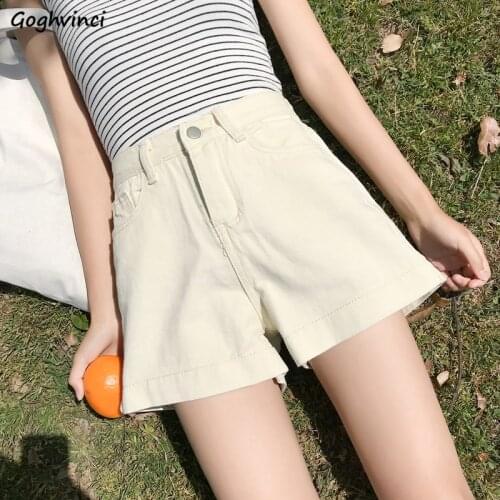 Women Shorts Basic Denim Solid Slim Straight Zipper Fly All-match Retro Simple School Girls New-arrival Trendy Ulzzang Females