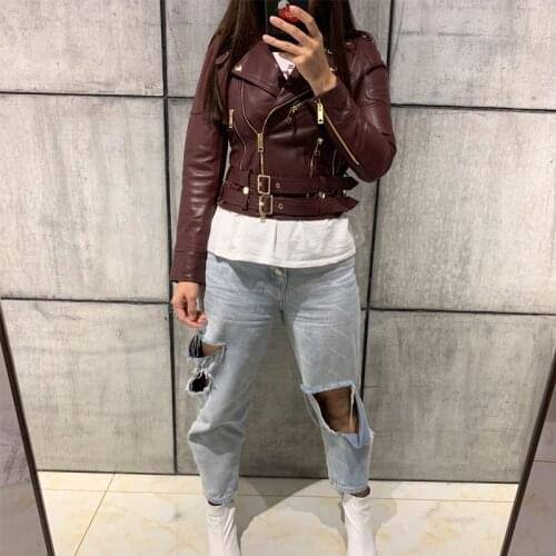 Real ladies genuine women leather jacket