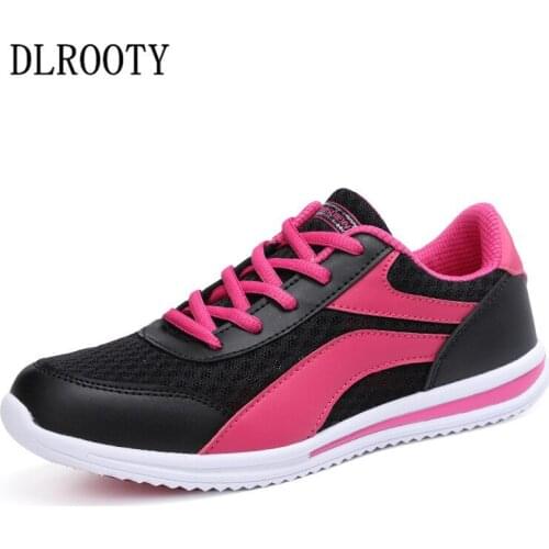 Women Sneakers Flat Casual Shoes Fashion Outdoor Breathable Mesh Lace Up Female Summer Platform Walking Plus Size 35-42