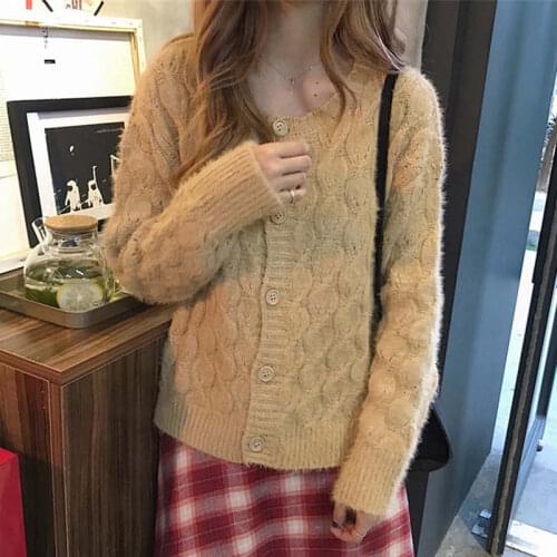 2020 New Autumn Winter Loose Cardigan Single-Breasted Jacket Female Sweater Coat Women Women Knitted Sweater