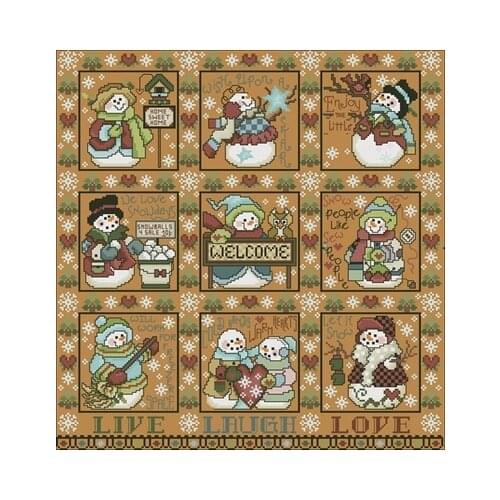 Magazine 447-Snowman Stamp Counted Cross Stitch 11CT 14CT 18CT DIY Chinese Cross Stitch Kits Embroidery Needlework Sets