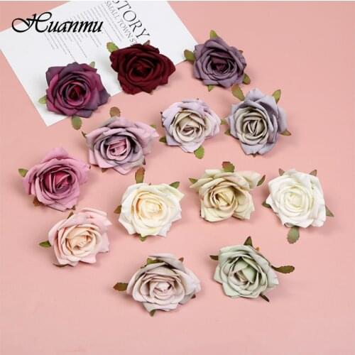 1Pc Silk Rose Head Artificial Handmade Rose Head DIY Wedding Home Decoration Festival Party Supplies Bride Bouquets Scrapbook
