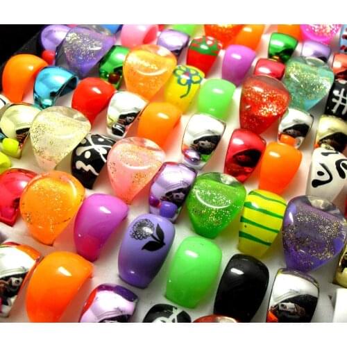 100pcs Women Resin Rings MIX Ladies Beautiful Rings Party Gift Favor Wholesale Jewelry lot