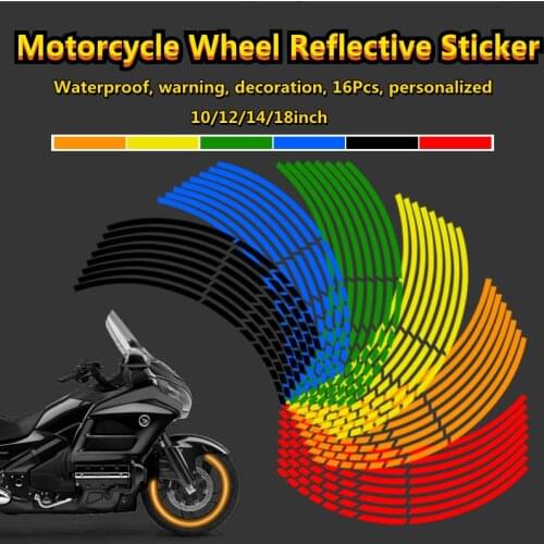 16Pcs 17"18"Strips Motorcycle Car Wheel Tire Stickers Reflective Rim Tape Motorbike Auto Decals Accessories Personalise