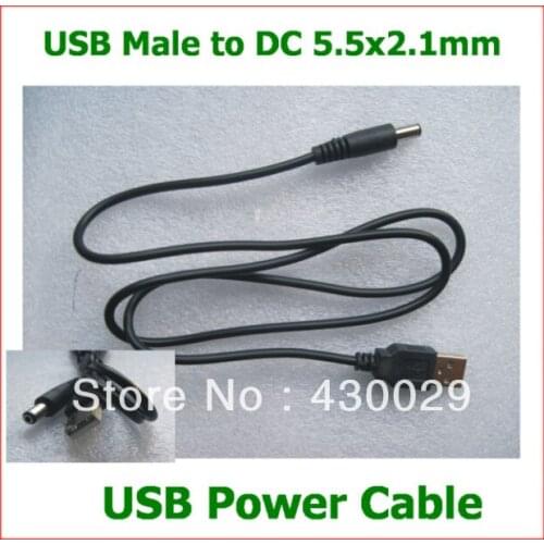 2pcs USB Male to DC 5.5x2.1mm Power Supply Plug Connector Cable Extend Cable Around 1m for Digital Frame MP3 MP4 Free Shipping