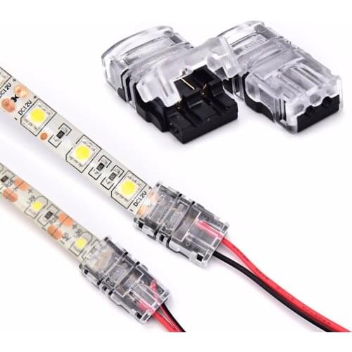 Quality 2pin LED Strip To Wire Connector For 8/10mm Single Color IP65 Waterproof SMD 5050 5630 LED Tape Light Connection