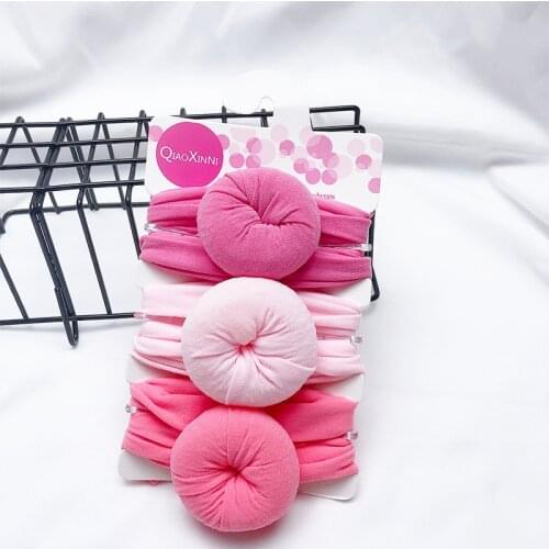 3Pcs/set Cute Donuts Knotted Baby Headband Solid Color Soft Elastic Nylon Newborn Toddler Girl Headbands Hair Accessories Turban