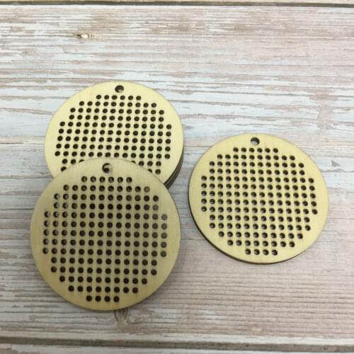 50pcs blank wooden cross stitch round jewelry blanks cross stitch
