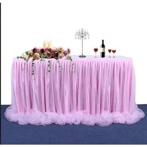 Home Decoration Table Skirt Handmade Tulle Tablecloth for Party Wedding Birthday Party / Baby Shower Chiffon Gauze Bridal Veil