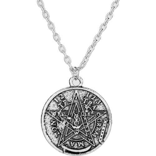 Dongsheng Antique Tetragrammaton Pentacle Pentagram Pendant Charm Necklace Wiccan Talisman Pagen Amulet Jewelry Wholesale
