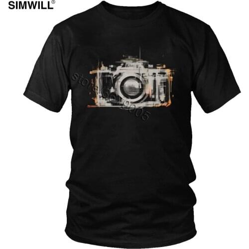 Vintage 35mm Camera Tee Mens Cotton Photographer T Shirts Short Sleeve O-neck Oversize T-Shirt Casual Summer Tshirts Gift Idea