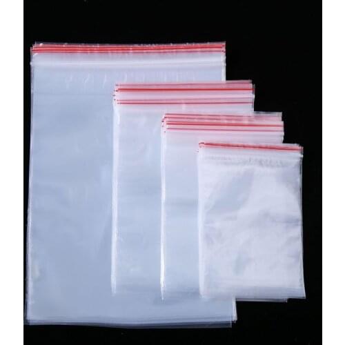Self-sealing bag thicken transparent sealed food bag PE clip chain custom wholesale vegetable organizer eco friendly