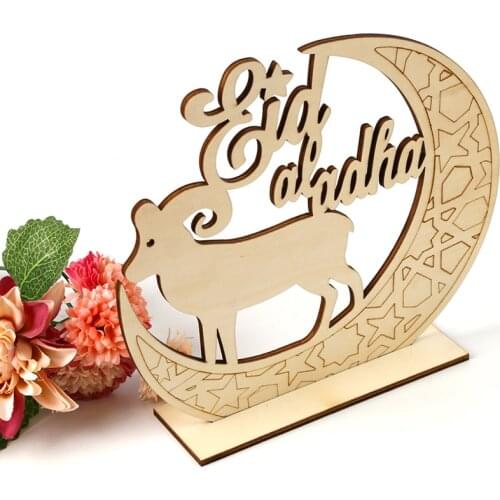 Islam Eid Ramadan Mubarak DIY Decorations Gift Wooden Pendant Moon And The Sheep Ramadan Set Crescent Home Decor Craft