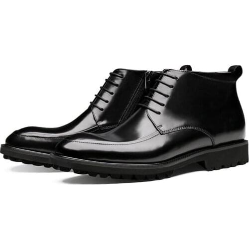 New classics Fashion winter mens boots pointed toe ankle boots High-top handmade genuine leather casual men boots