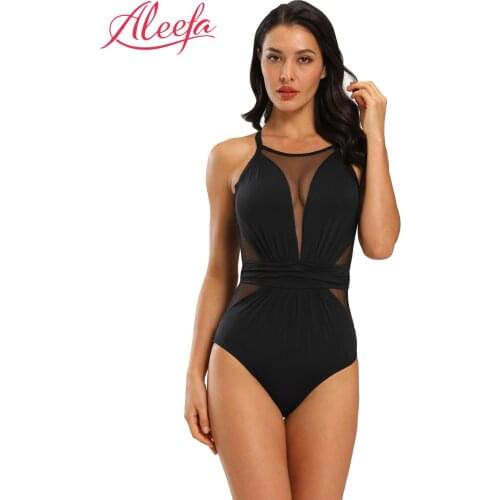 Swimsuits for Women One Piece Sexy Deep-V Halter Bathing Suits Beachwear